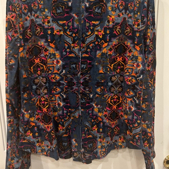 Anthropologie Pilcro top pullover long sleeve split-neck thermal damask L - Picture 7 of 14